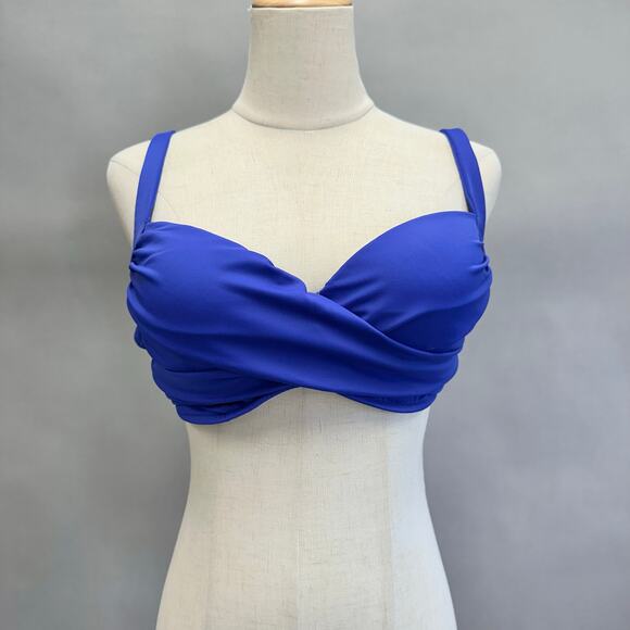 Soma Swim Twist Bikini Top in Royal Blue Underwire Molded Cups Size 36C/34D - Picture 1 of 15